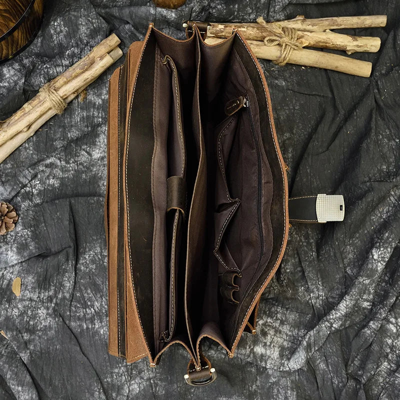 Bolso bandolera de cuero de vaca de negocios
