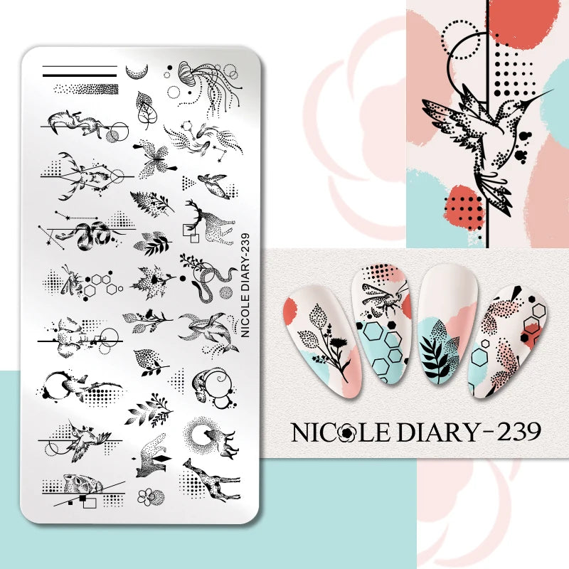 Flower Nail Stamping Plates Template Geometric