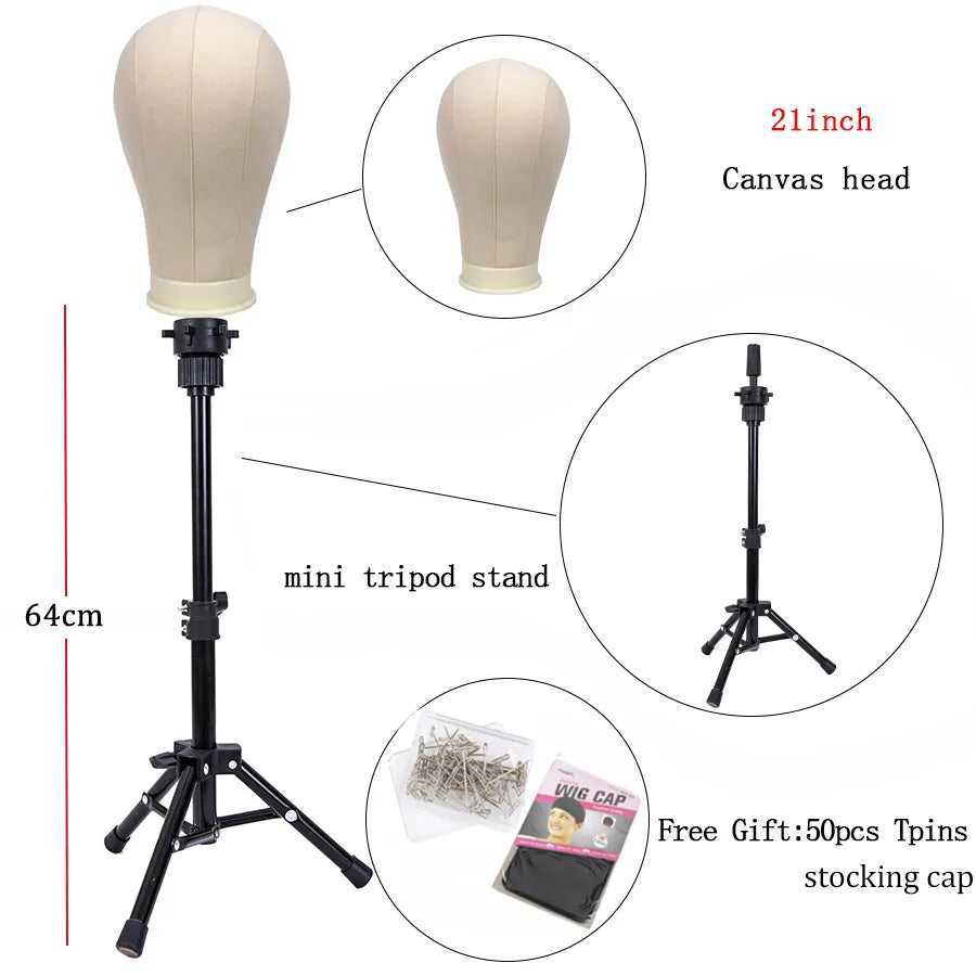 Trípode para peluca con soporte para peluca de 140 cm/64 cm