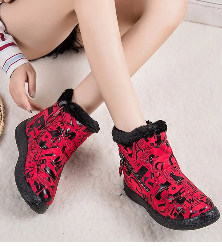 Stylish Waterproof Snow Boots for Women with Low Heels