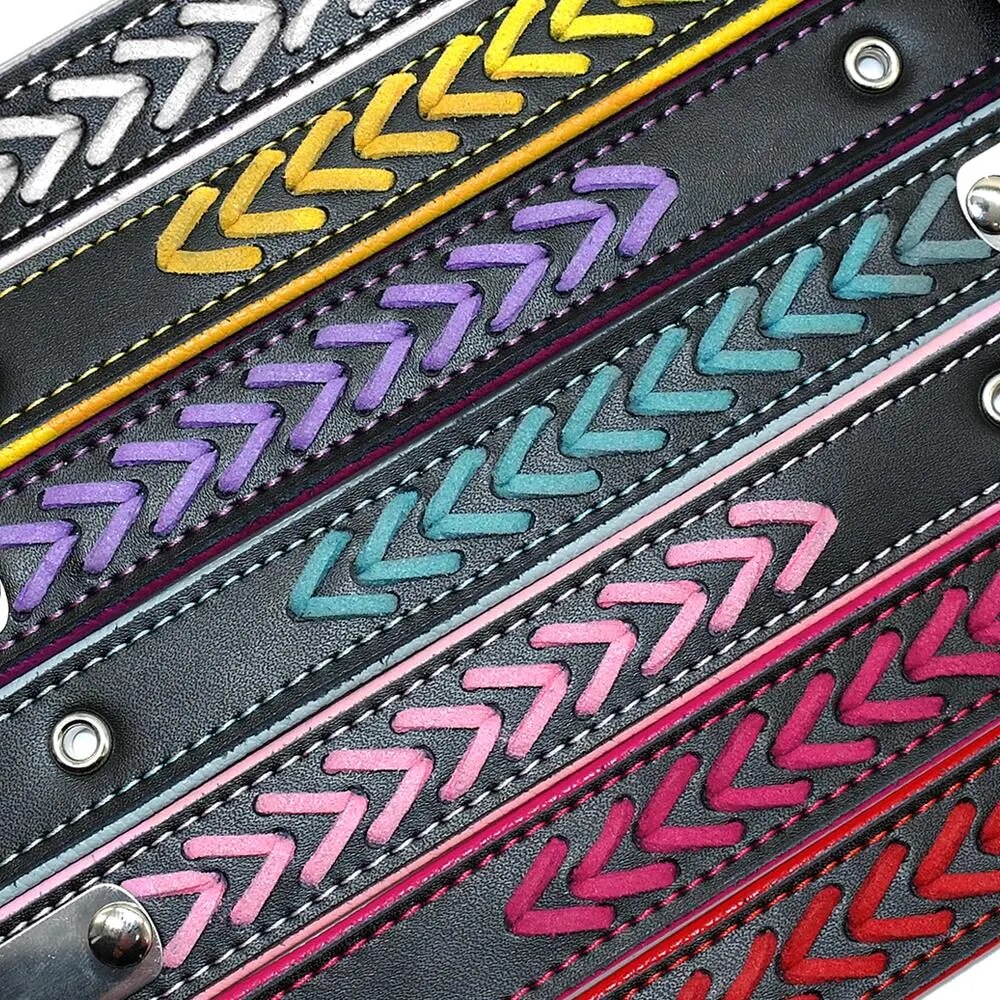 Engraved Leather Dog Collar Braided