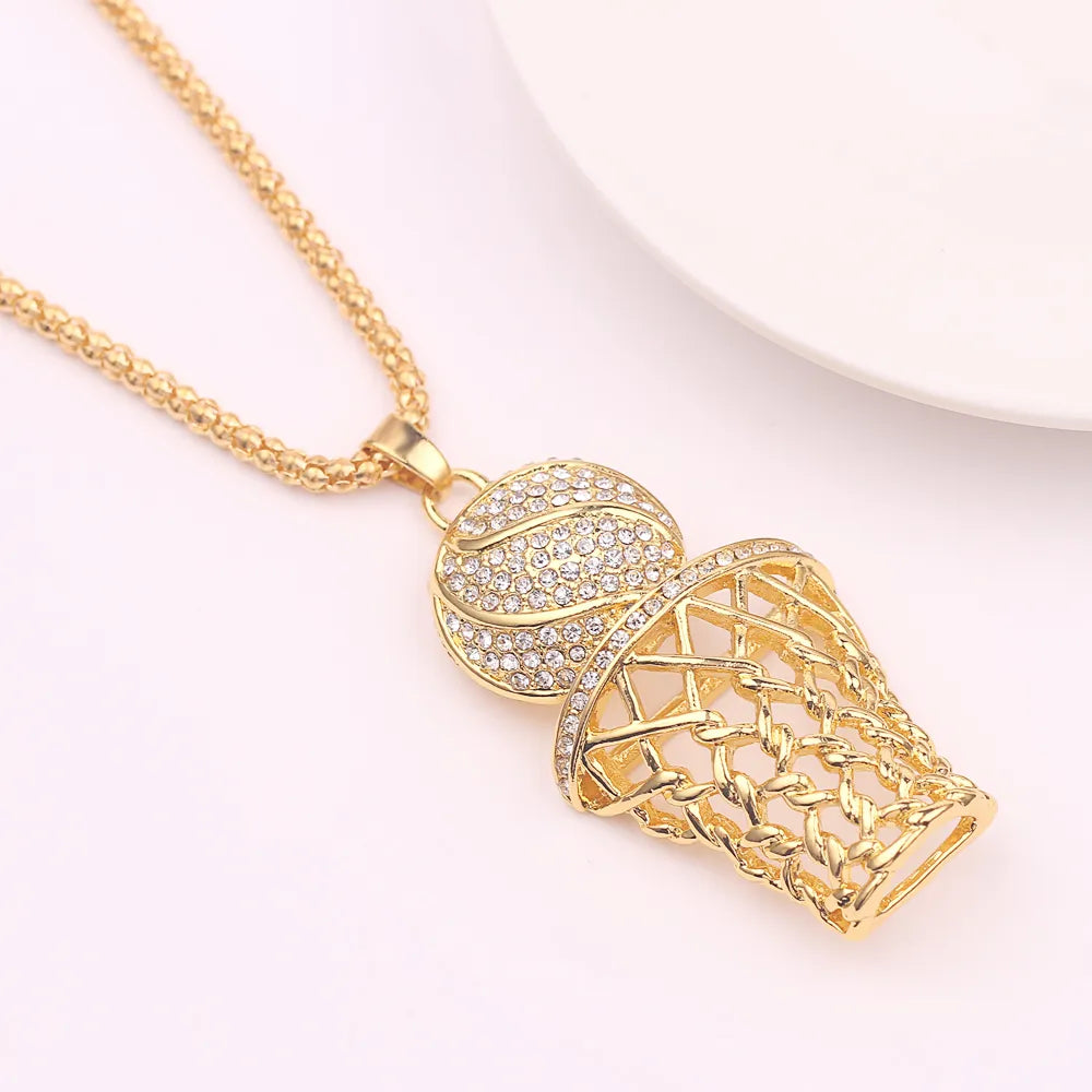 Exaggerated Punk Basketball Pendant Necklaces