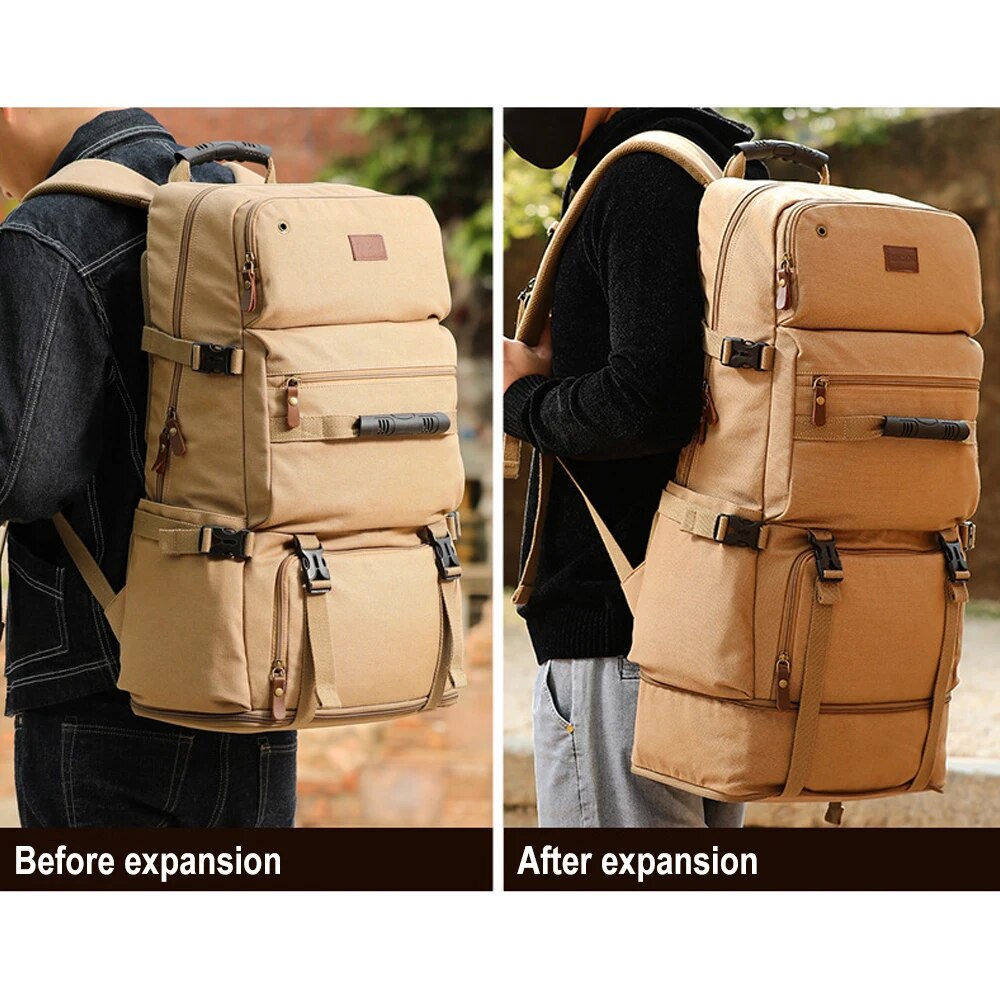 Large Travel Backpack Expandable Canvas Luggage Bag