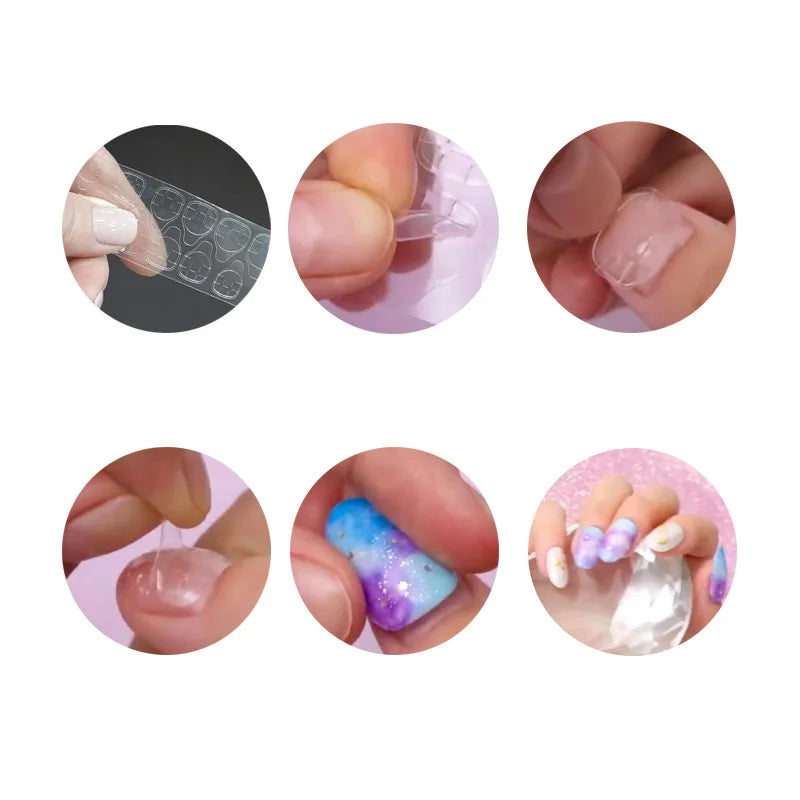 5 Sheets 120pcs Double Sided False Nail Art Tape Glue Sticker