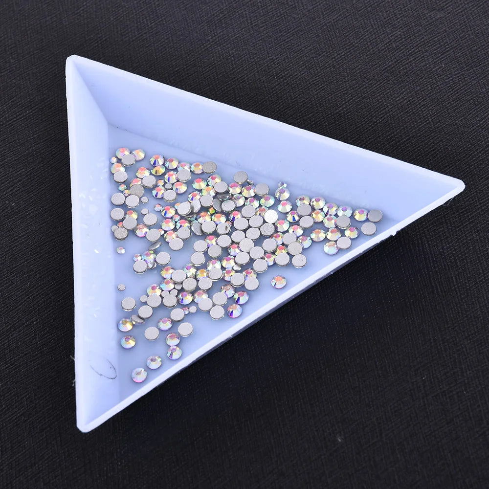 Triangle Plastic Rhinestone Nail Storage Box Plate Tray