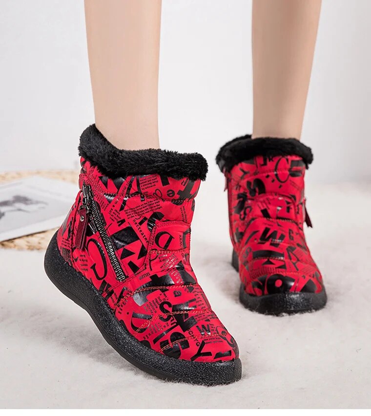Stylish Waterproof Snow Boots for Women with Low Heels