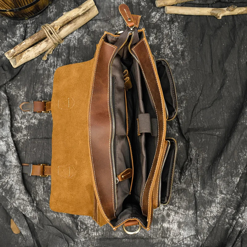 Bolso bandolera de cuero de vaca de negocios