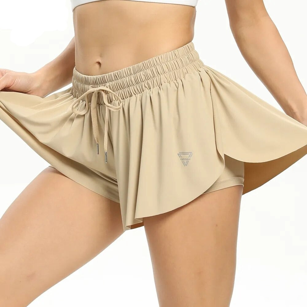 Women's High Waist 2 in 1 Fitness Shorts