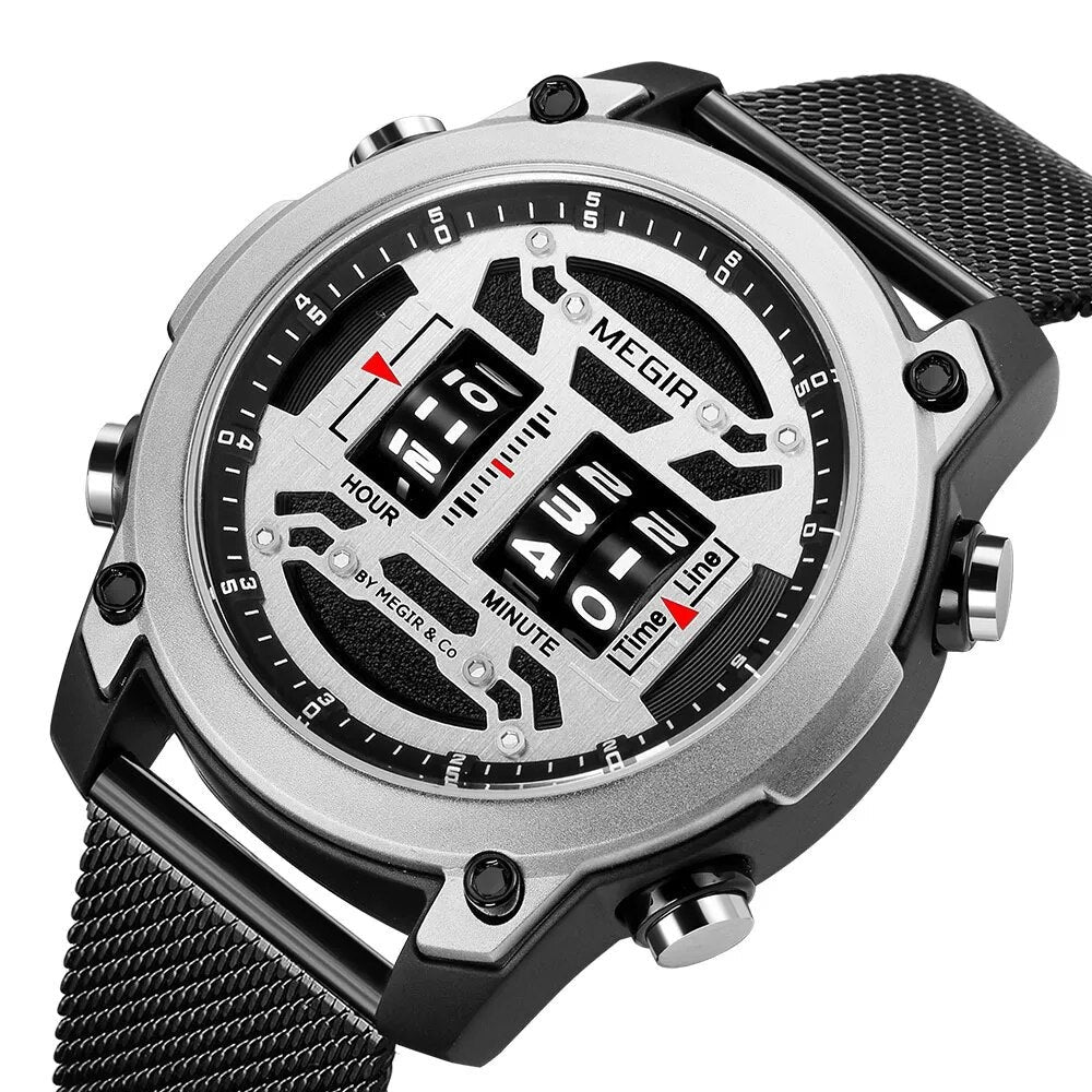 Digital Roller Numbers Quartz Watch