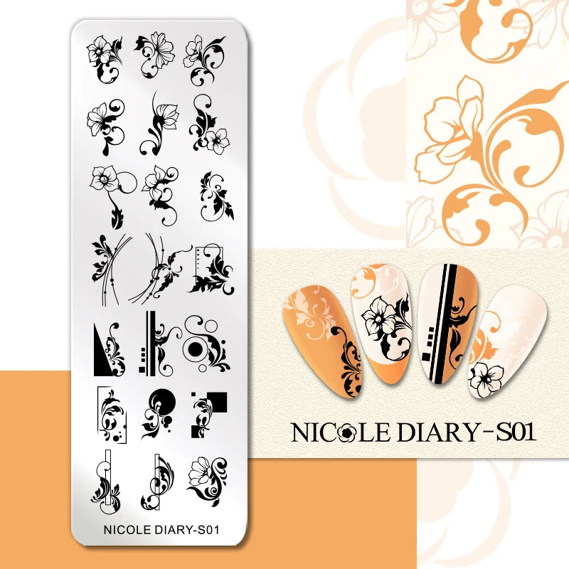 Flower Nail Stamping Plates Template Geometric