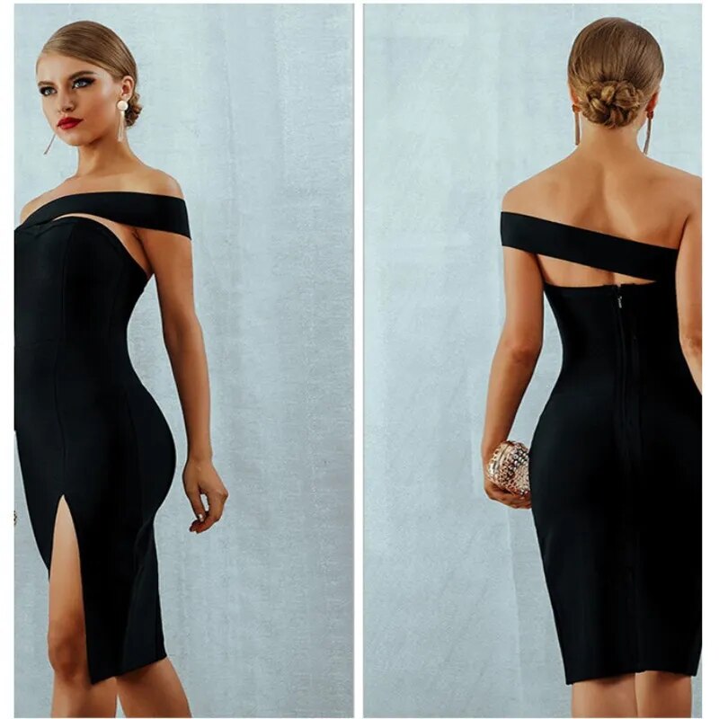 Strapless Split Midi Dress