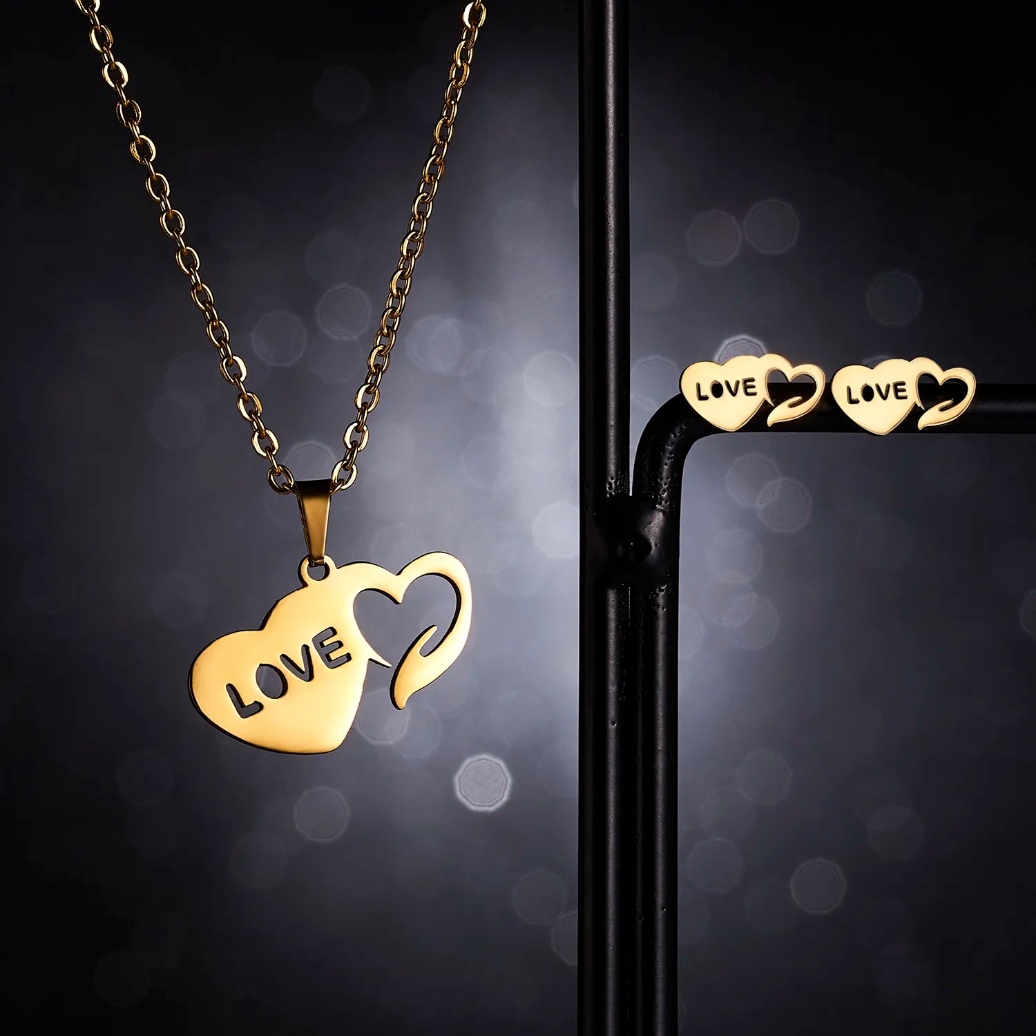 Stainless Steel Mama Love Heart Rose Flower Pendant