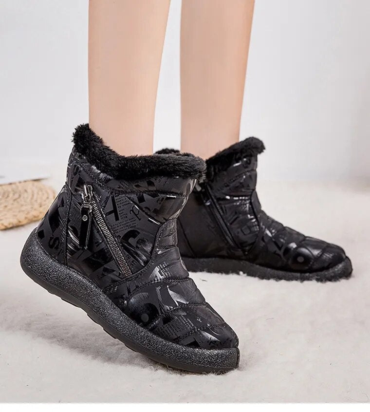 Stylish Waterproof Snow Boots for Women with Low Heels