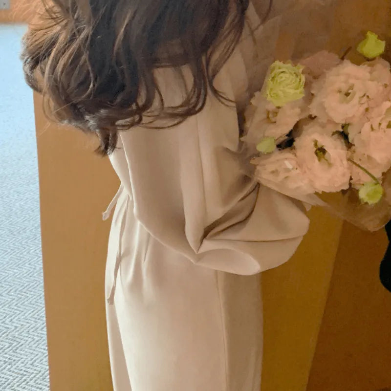 Vestido camisero midi de manga larga Elegante ajustado