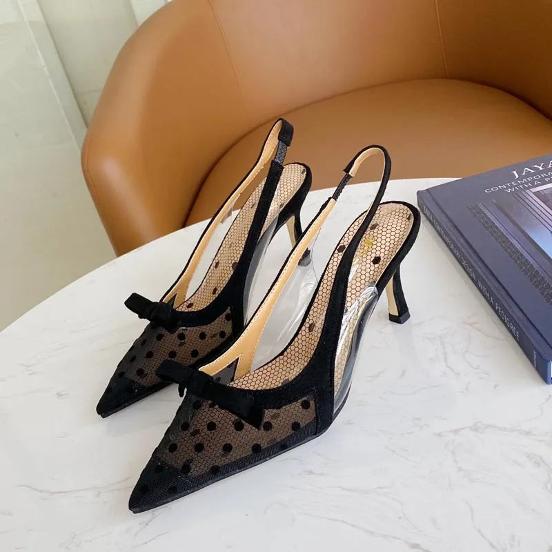 Sandalias con lazo de tacón alto de estilo coreano