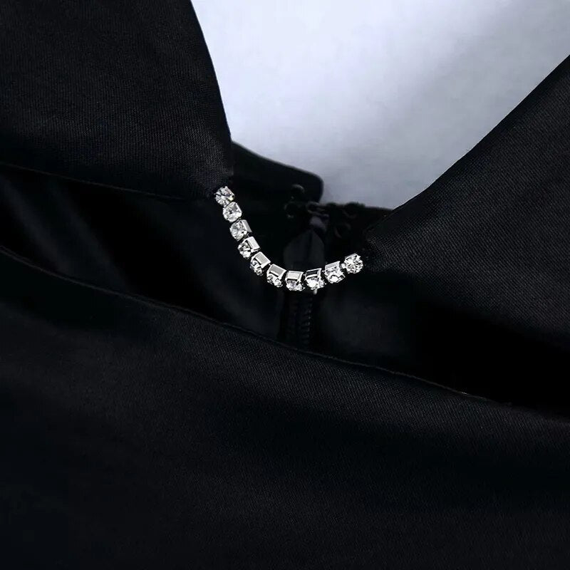 Diamond Spaghetti Strap Satin Midi Dress