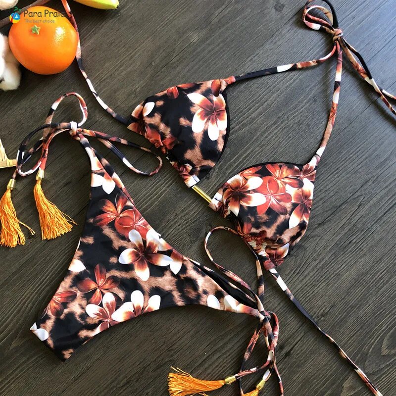 Mini Halter Bathing Brazilian Swimsuit Thong Bikini Set