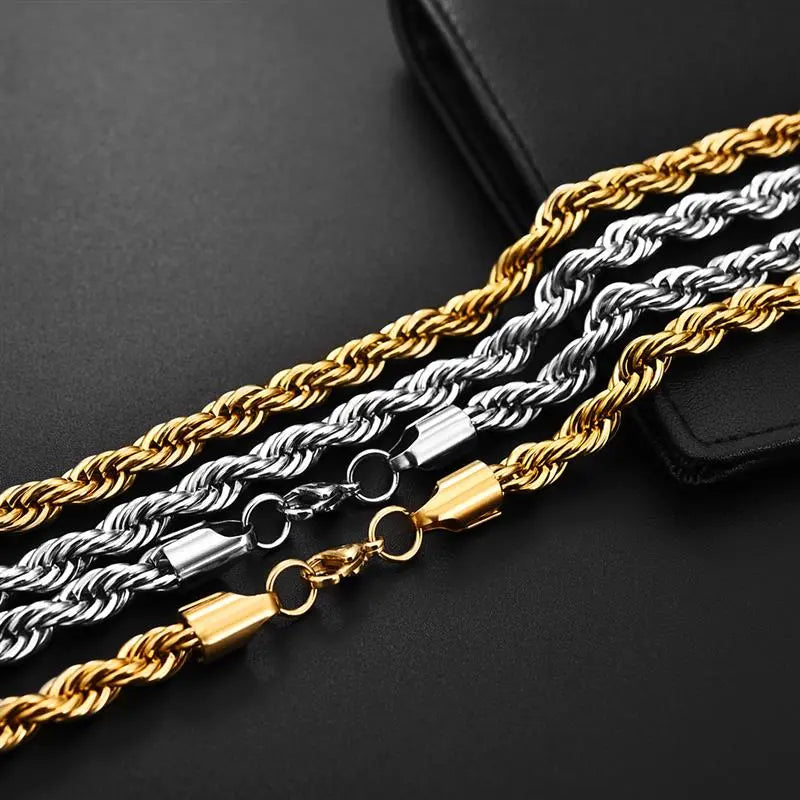 Collar de cadena de cuerda de acero inoxidable