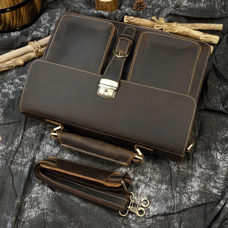Bolso bandolera de cuero de vaca de negocios