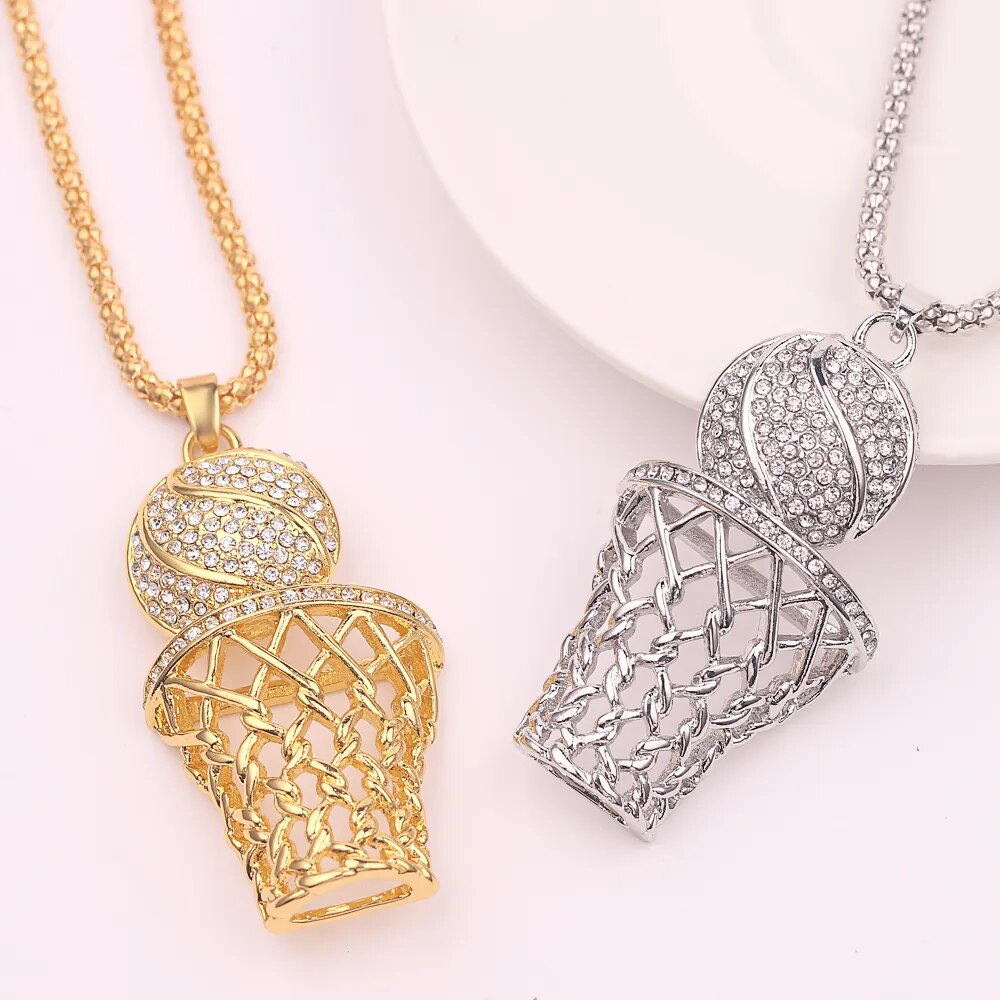 Exaggerated Punk Basketball Pendant Necklaces