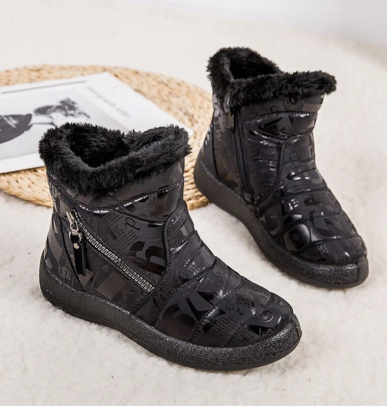 Stylish Waterproof Snow Boots for Women with Low Heels