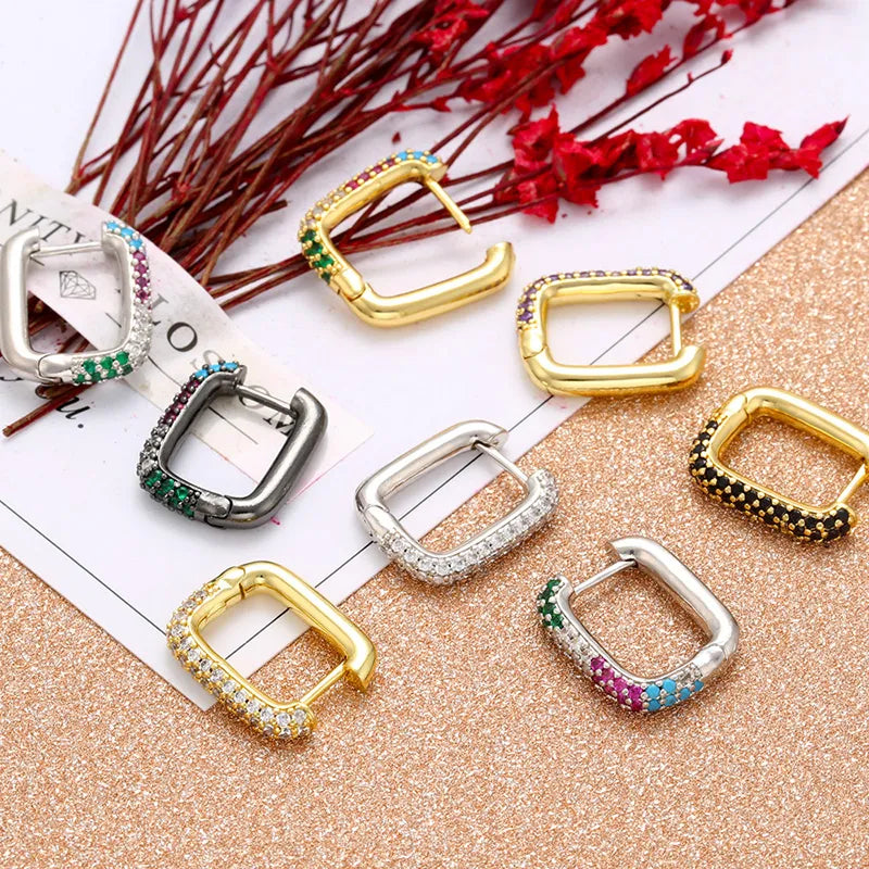 Hoop Crystal Accents Earrings