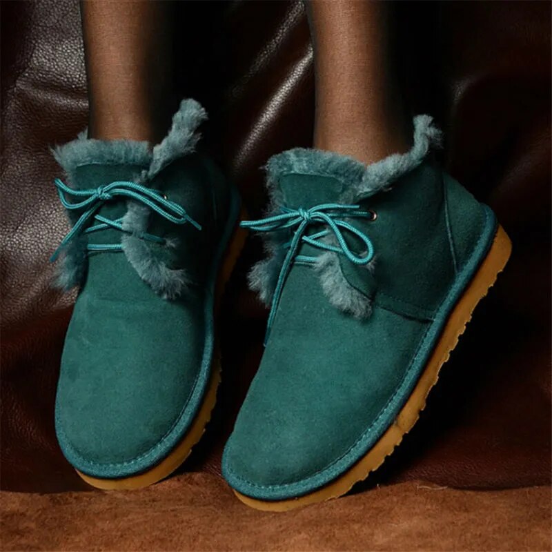 Sheepskin Leather Natural Fur Snow Boots