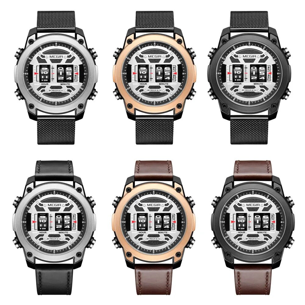 Digital Roller Numbers Quartz Watch
