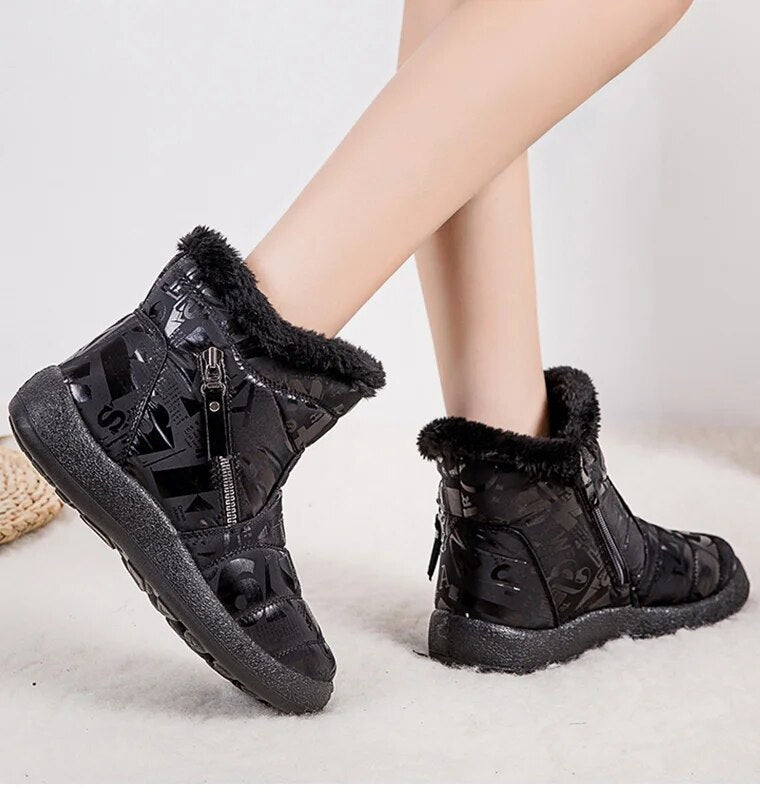 Stylish Waterproof Snow Boots for Women with Low Heels