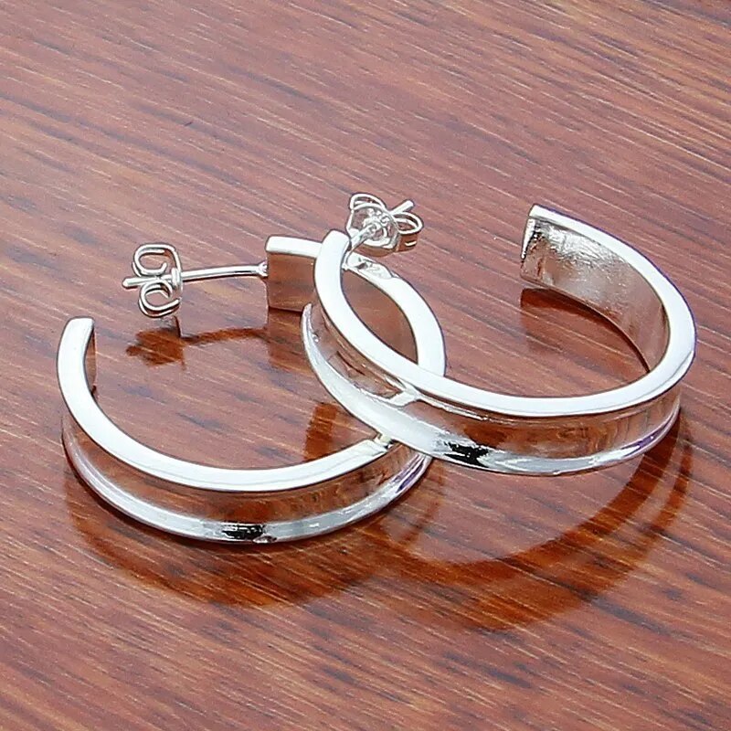 Sterling Silver Circle Round Hoop Earring