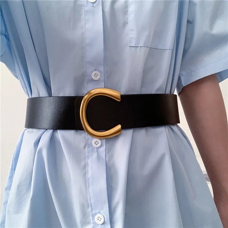 Square Pin Buckle Imitation Leather Belt
