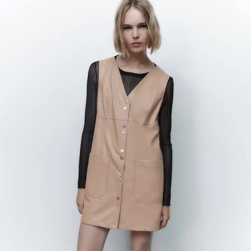 Elegant V Neck Pleated Mini Dress