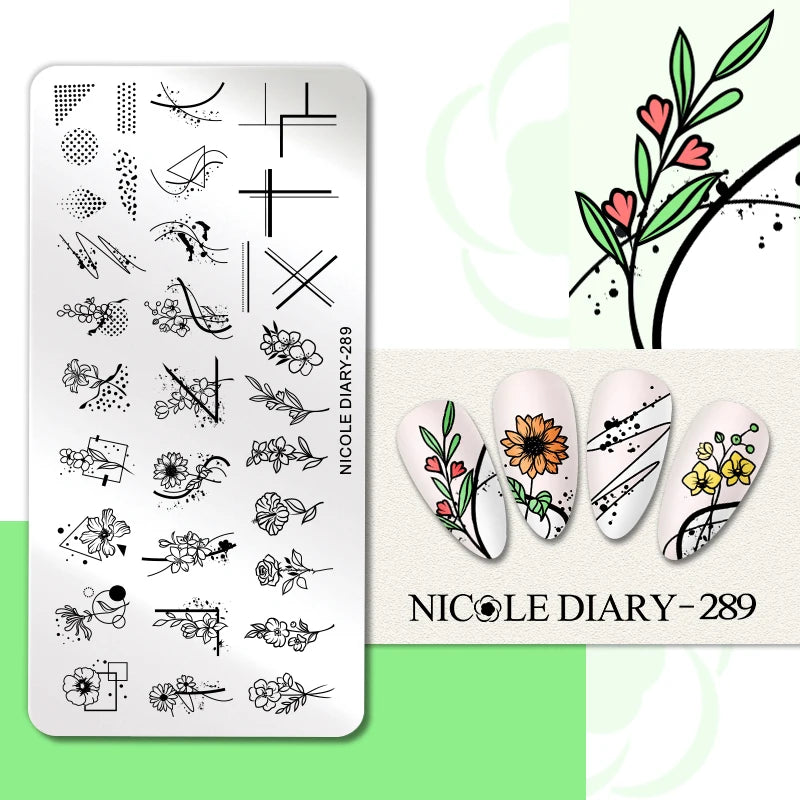 Flower Nail Stamping Plates Template Geometric