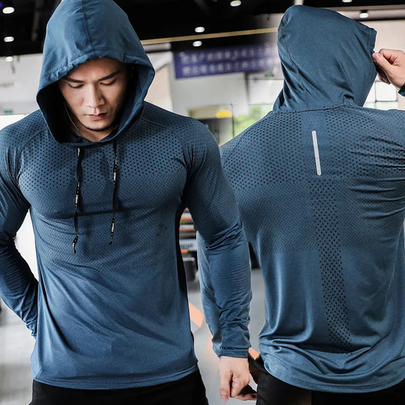 Men's Fitness Tracksuit Hooded Workout Set