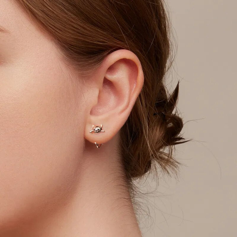 Genuine Sterling Minimalist Cute Tail Stud Earrings