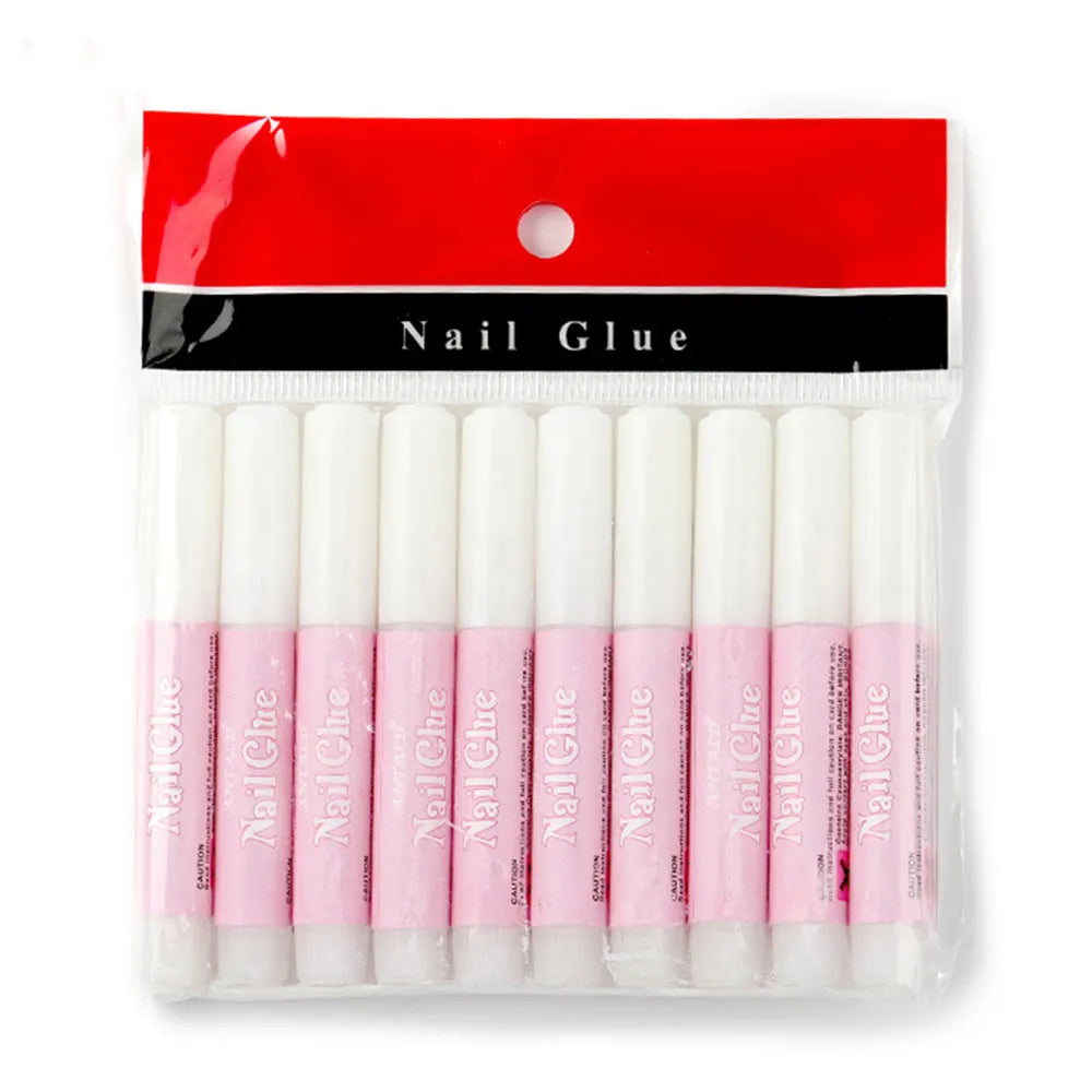 50 puntas de uñas postizas con pegamento para uñas.