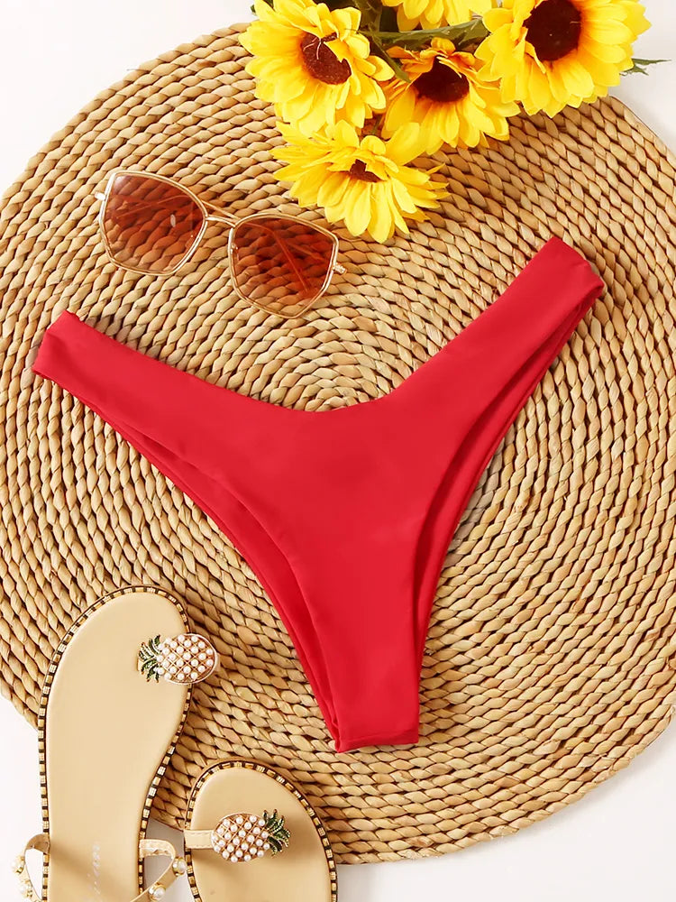 High Waist Thong Swimwear Trunks Bikinis Top