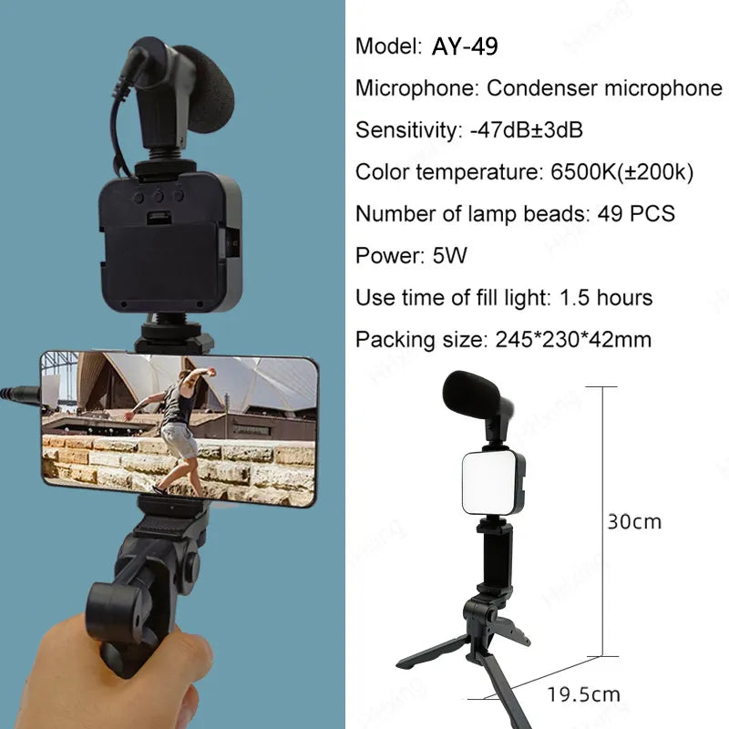 Kit de vídeo portátil con iluminación para smartphone
