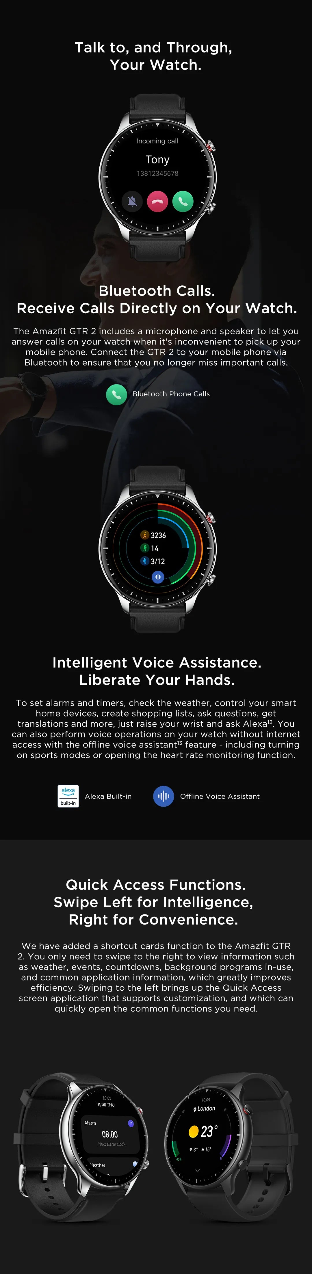 Alexa Built-in Curved Bezel-less Design Smart Watch