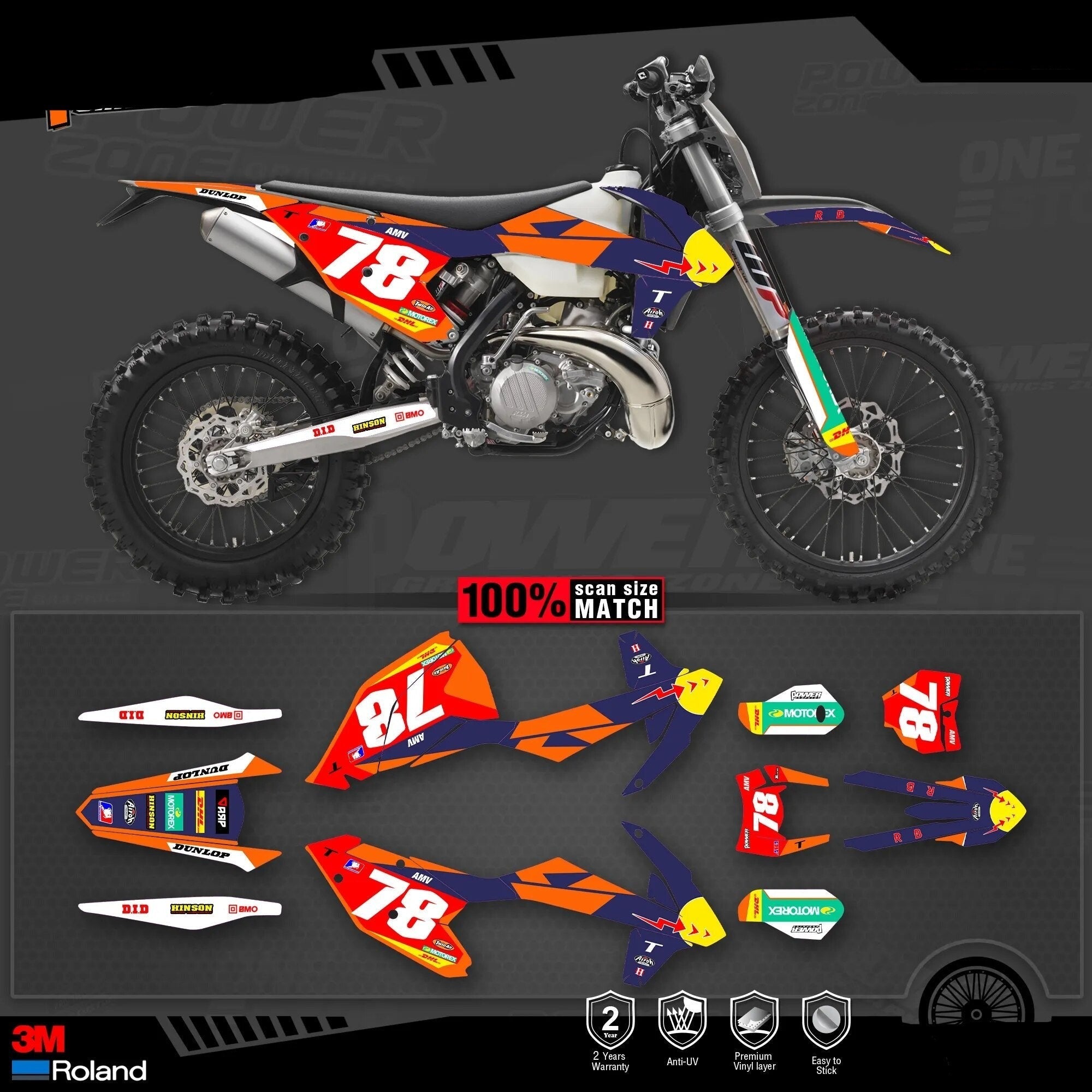 Benutzerdefiniertes 3M-Grafikkit für Fahrräder 125–500 ccm 09–19