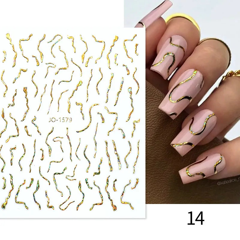 Papers Stripe 3D Nail Sticker