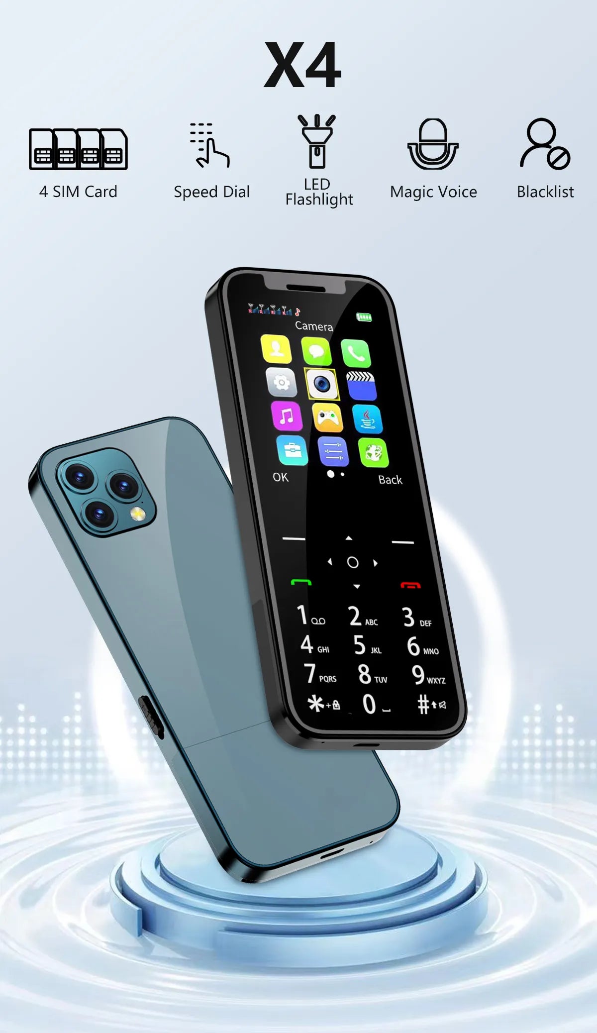 Teléfono móvil al por mayor de 4 SIM con Magic Voice y grabadora automática