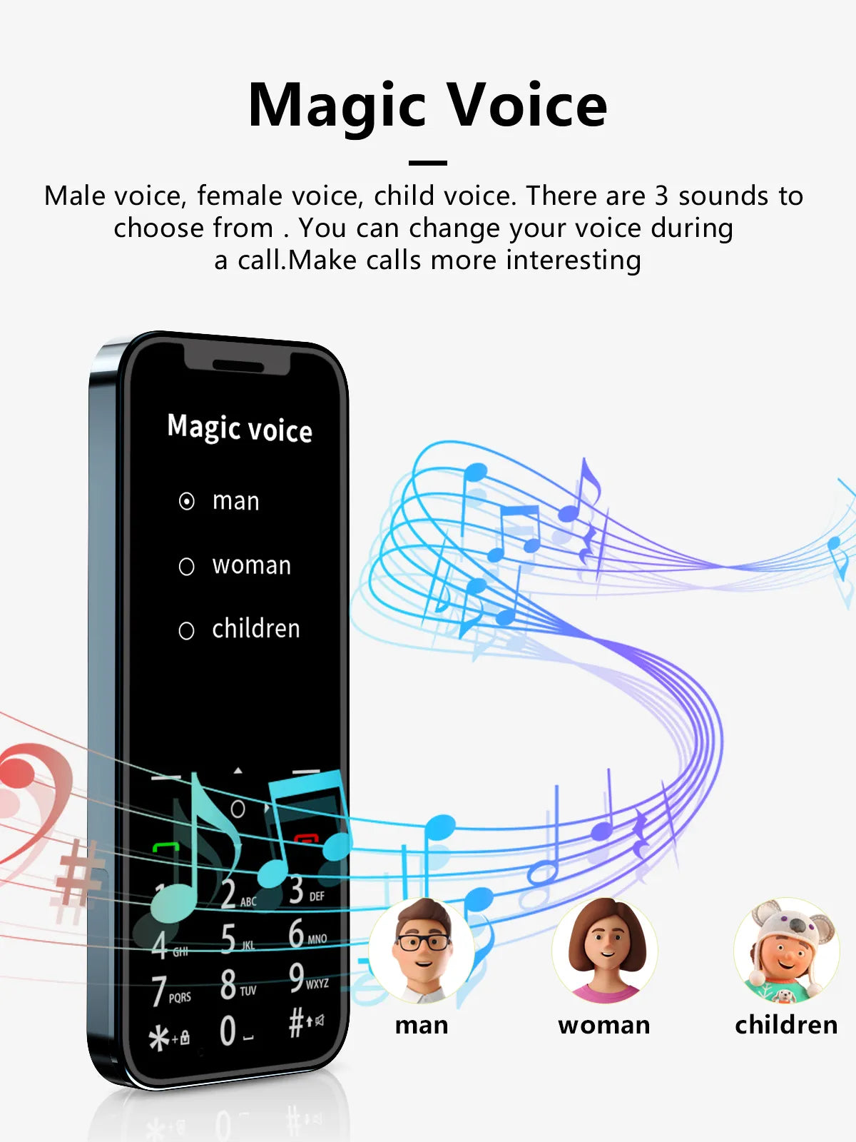 Teléfono móvil al por mayor de 4 SIM con Magic Voice y grabadora automática