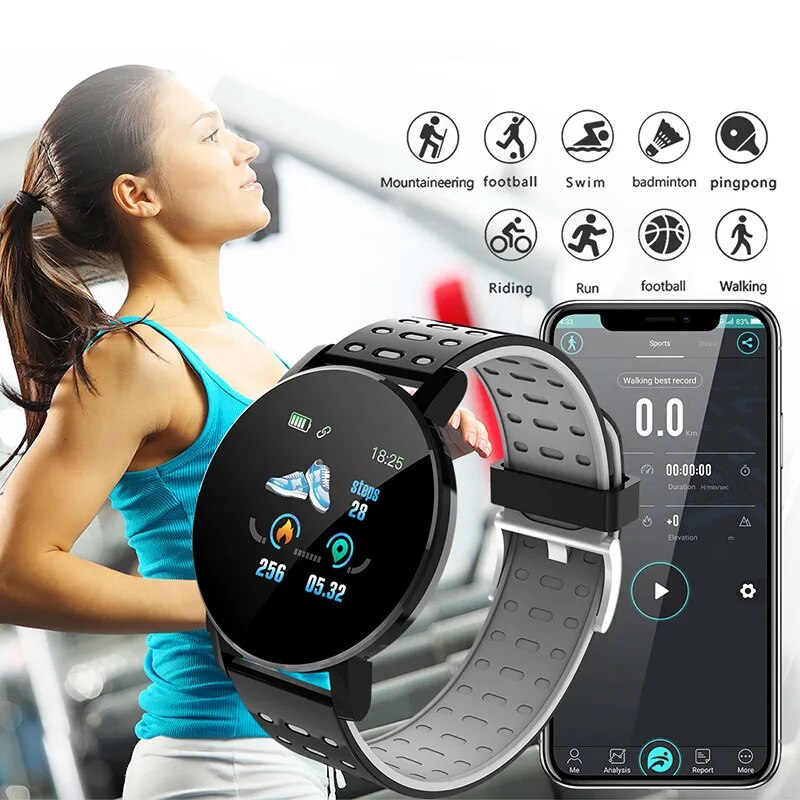 Heart Rate Blood Pressure Monitoring Fitness Tracker Smartwatch