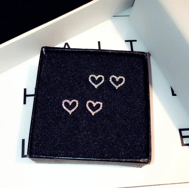 Heart Bling Zircon Stone Stud Earrings