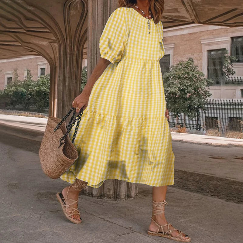 Vestido bohemio casual de manga corta