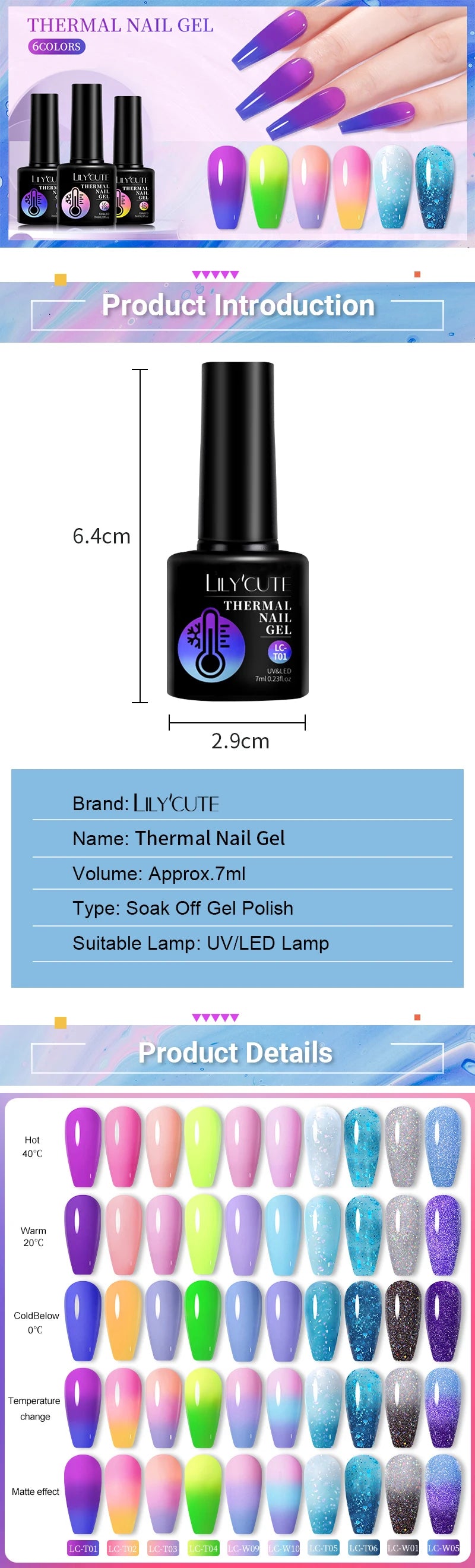 Thermal Gel Nail Polish 3-layers