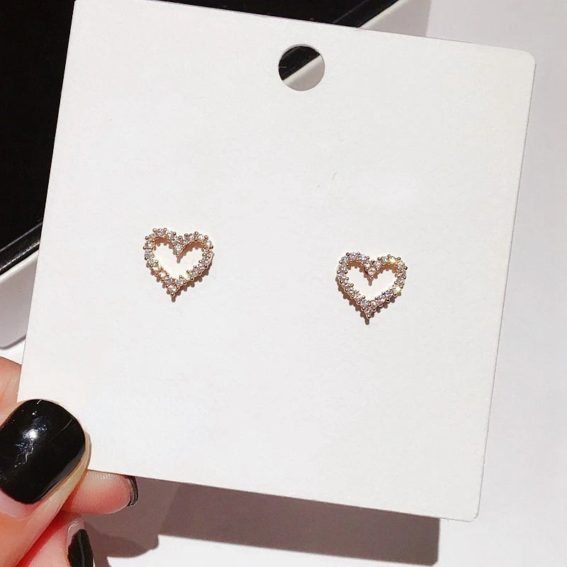 Heart Bling Zircon Stone Stud Earrings