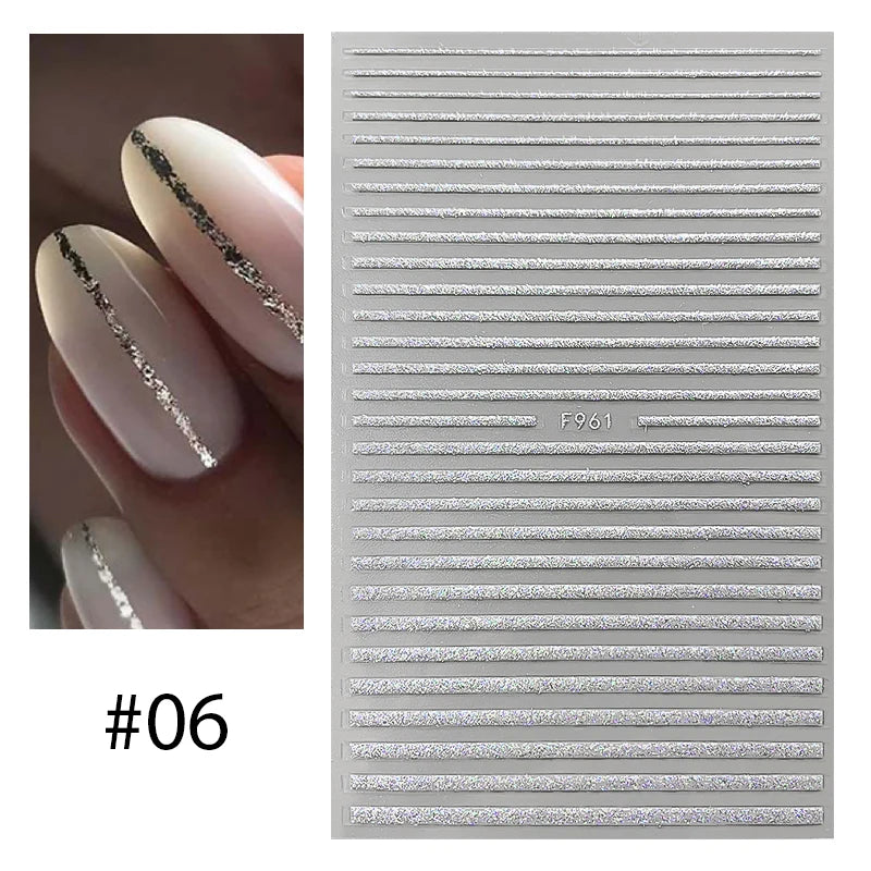 3D Lines Nail Stickers