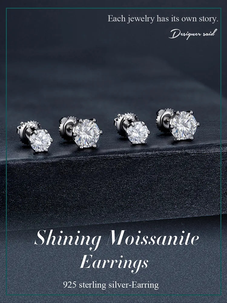 Round Cut Lab Diamond Platinum Plated Earrings